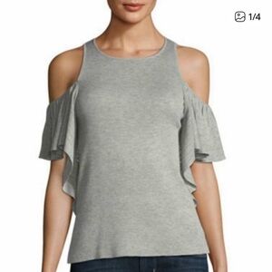 John + Jenn Gray Cold Shoulder Top Size XS